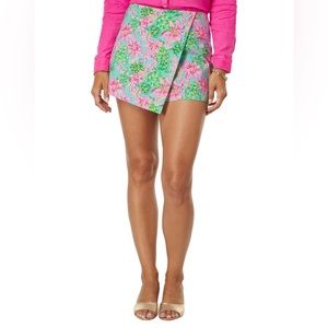 Lilly Pulitzer Taneya Skort Surf Blue So Shellegant Pink Floral Turtle Size 4